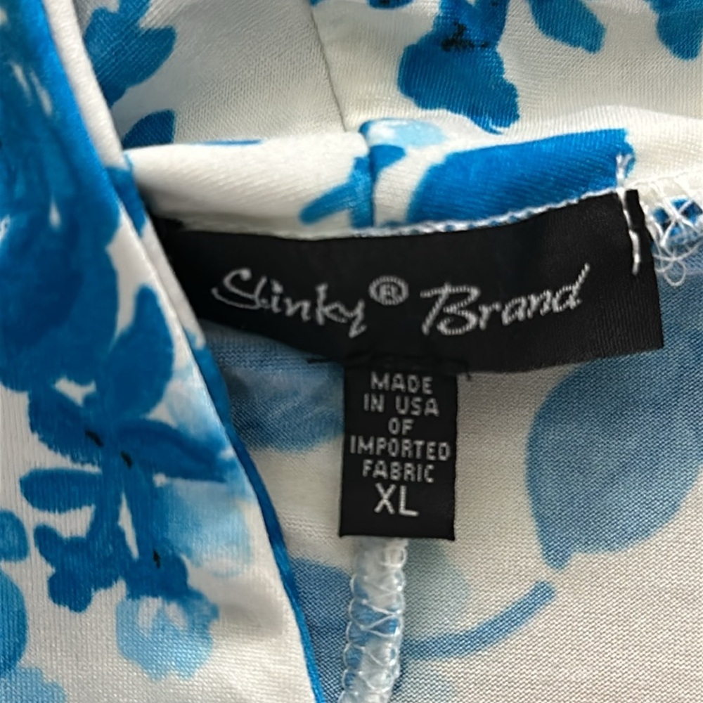 NWOT Slinky waterfall jacket blazer blue floral print.Soft, comfy, light layer. - Picture 2 of 8